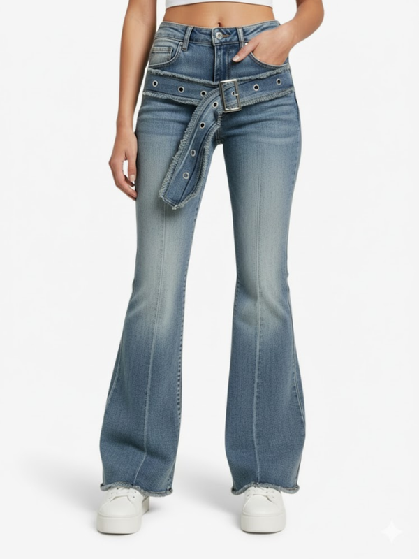 WOMEN'S FRAYED FLARE JEANS