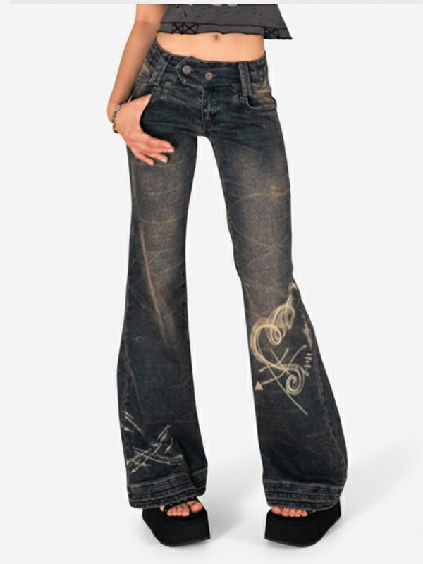 DISTRESSED PRINT SKINNY JEANS
