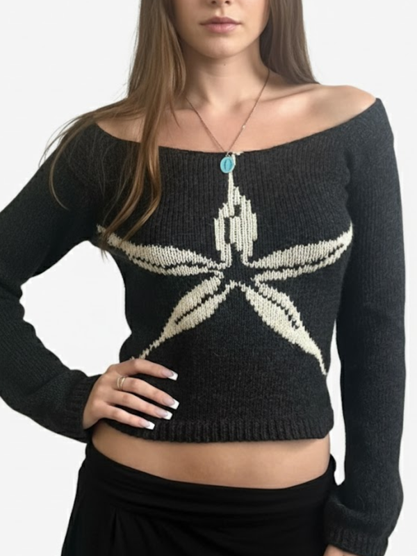 WOMEN'S KNITTED STAR TOP