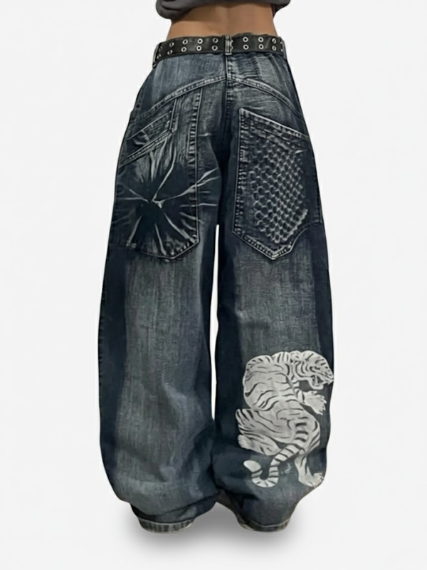 WHITE TIGER BAGGY JEANS