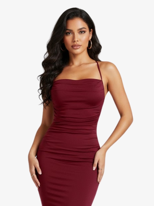 SEXY COLLARLESS LONG DRESS