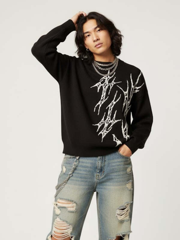SPLICED SPIKE KNITTED SWEATER