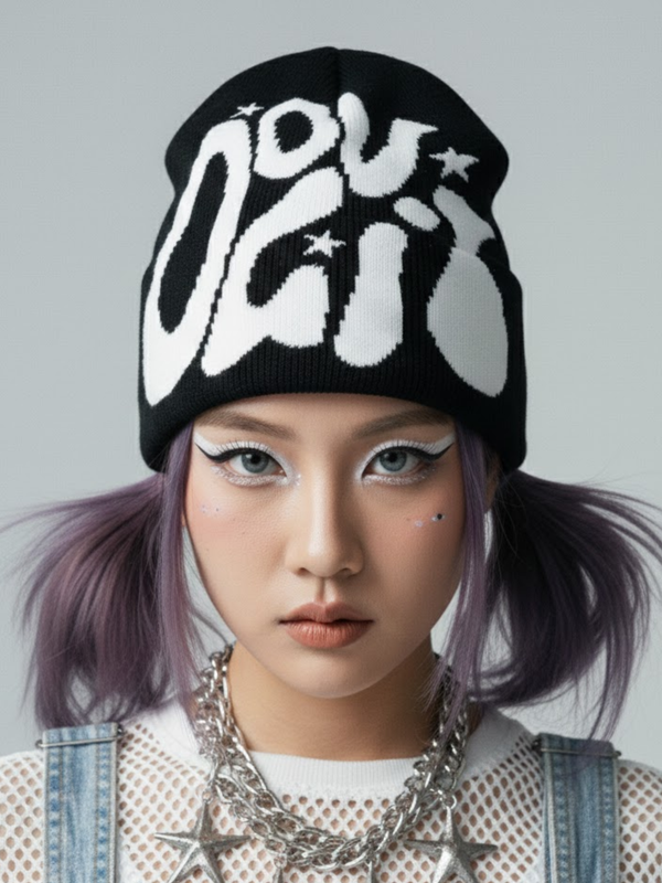 Y2K LETTERED BEANIE