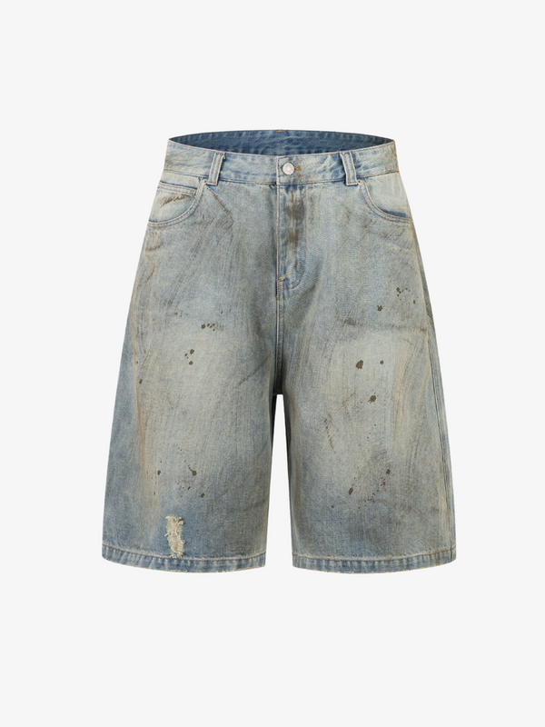 LONG LIGHT WASH JORTS