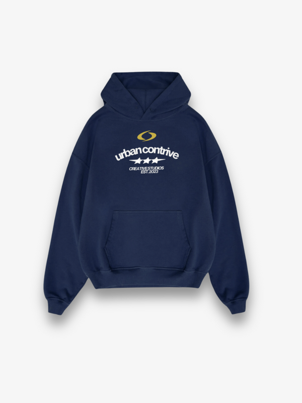 NAVY CONTRIVE STAR HOODIE