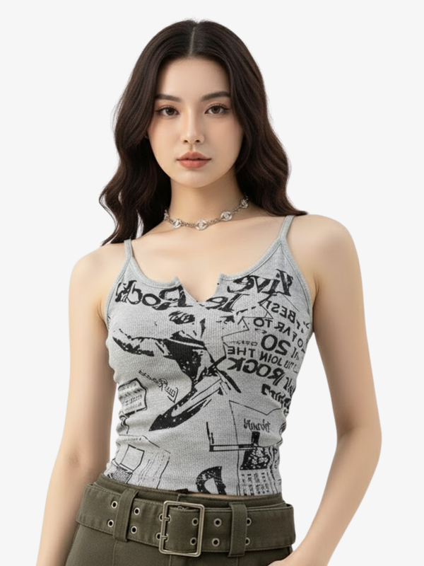 ABSTRACT WOMEN'S Y2K TOP