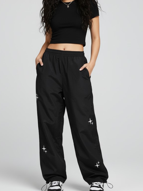 STAR EMBROIDERED TRACK PANTS