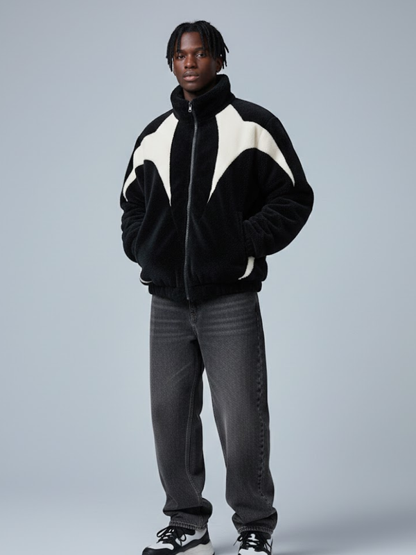 THICK PATTERNED COTTON FLEECE JACKET