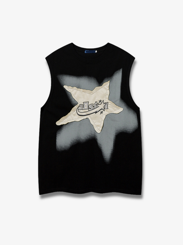 SLEEVELESS EMBROIDERED STAR SHIRT