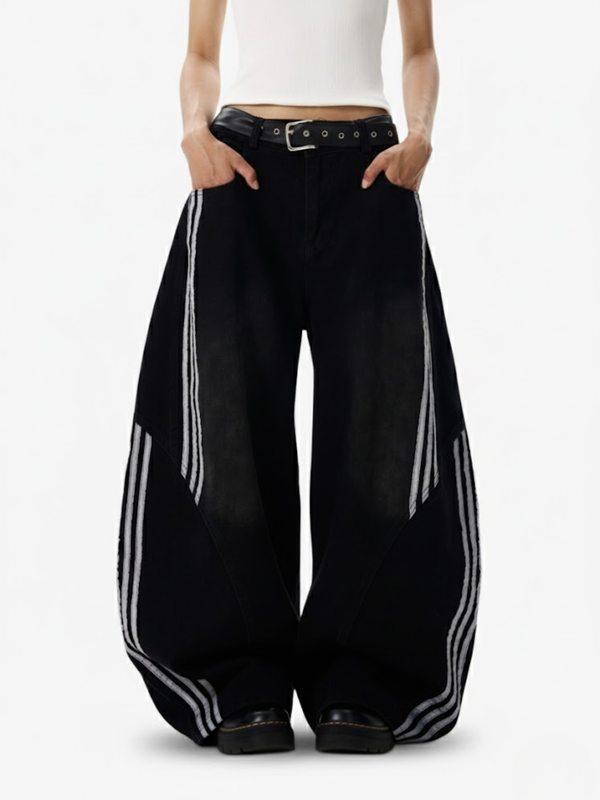OVERSIZED STRIPED BAGGY JEANS