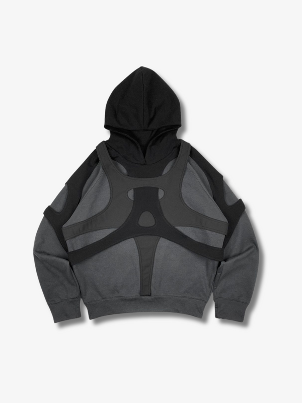BLACK CUSTOM STITCHED HOODIE