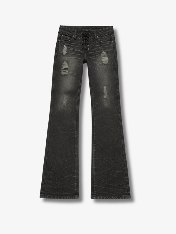 DOUBLE WAIST LACE JEANS