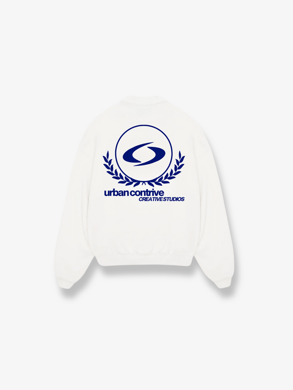 WHITE CLASSIC STUDIO EMBLEM SWEATER