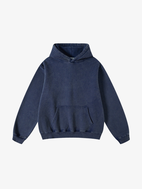 NAVY ESSENTIAL ACID WASH HOODIE