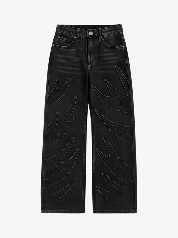 RETRO BLACK PATCHWORK JEANS