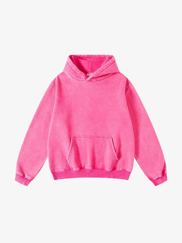 PINK ESSENTIAL ACID WASH HOODIE