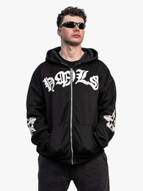 PUFF PRINT ZIPPER HOODIE