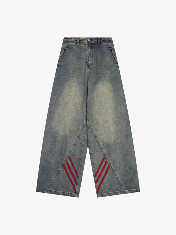 UC RED STRIPED STRAIGHT LEG JEANS