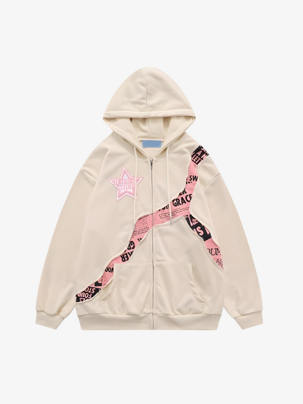 UC Y2K Printed Patchwork Zip Up