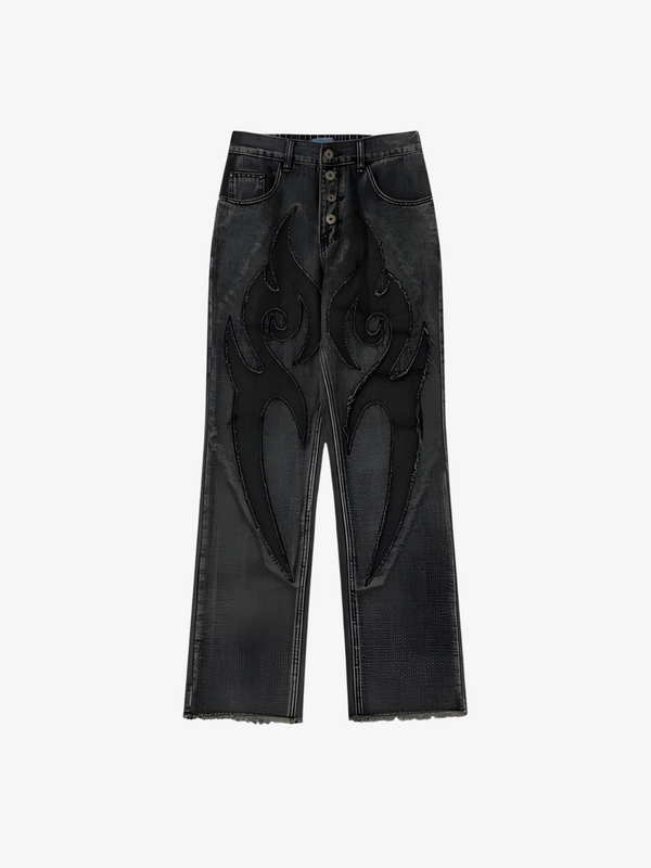 UC FIRE EMBROIDERED DESIGNER JEANS