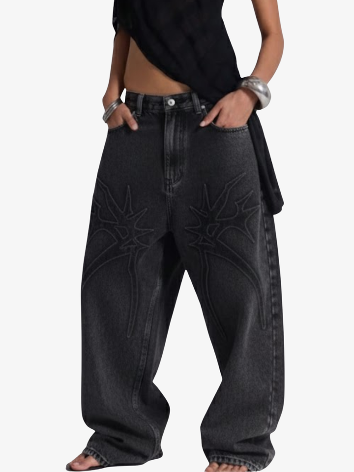 SPIDER EMBROIDERED DARK JEANS – Urban Contrive