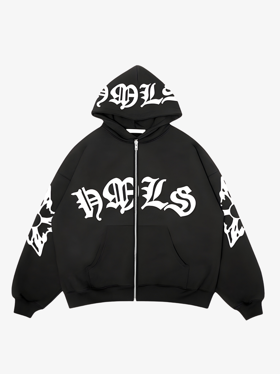 PUFF PRINT ZIPPER HOODIE