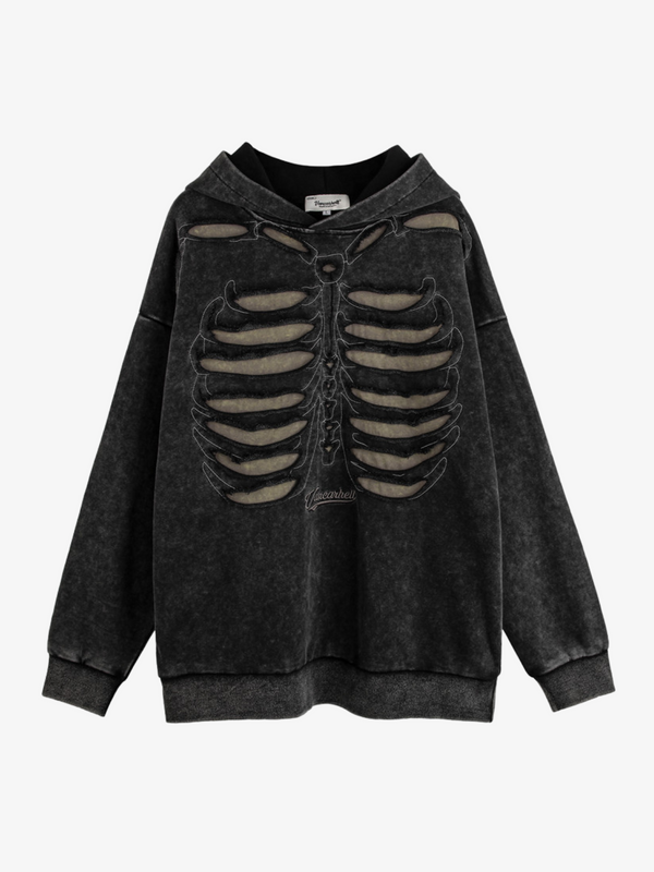 UC Cut Out Skeleton Zip Up Hoodie