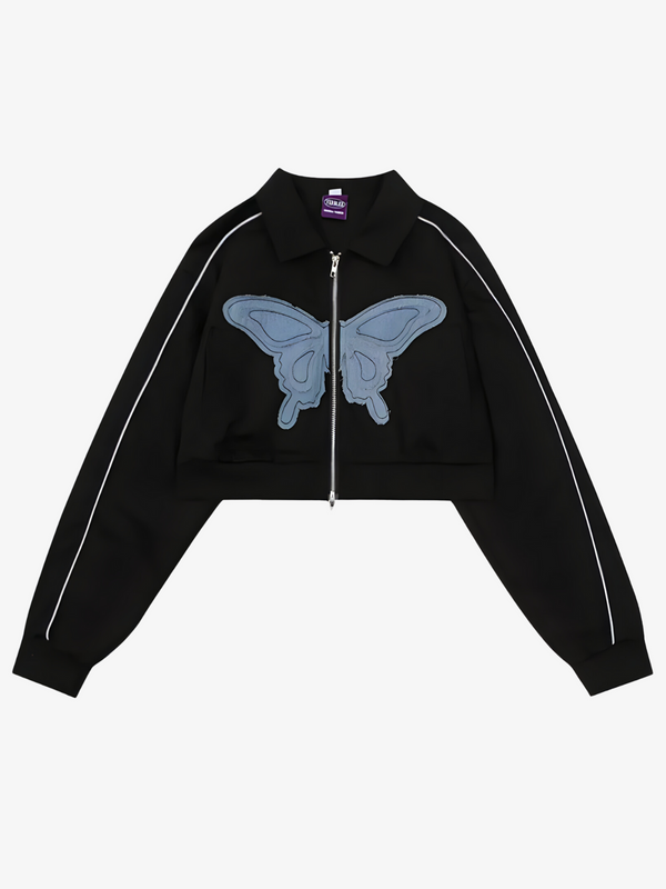 UC Embroidered Butterfly Zip Up Jacket