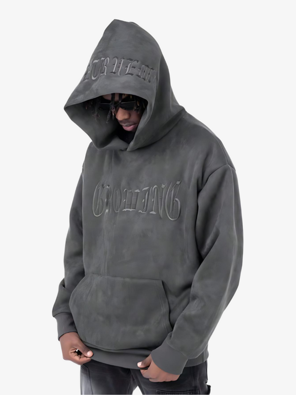 EMBROIDERED SUEDE HOODIE