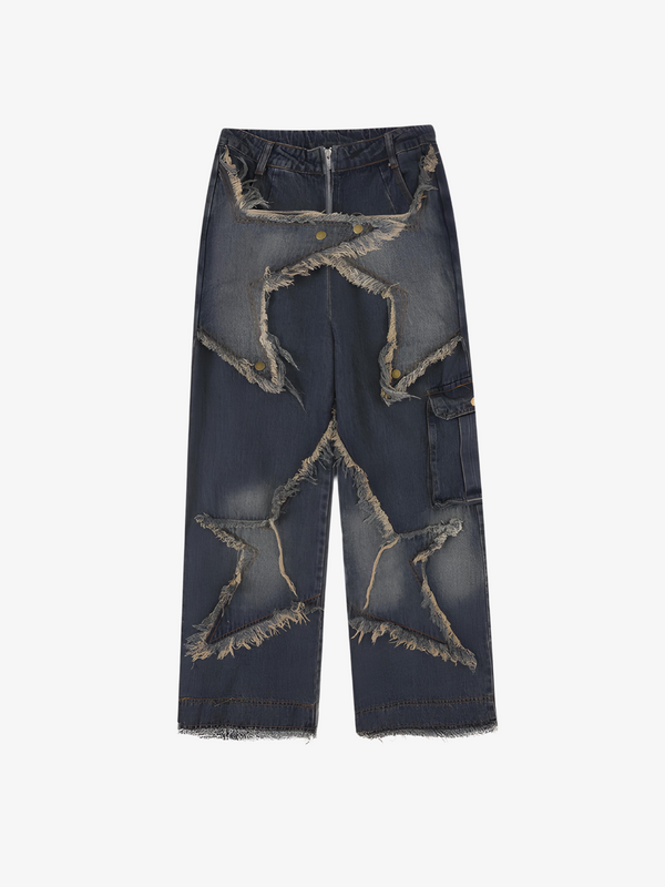 UC Puffed Distressed Star Jeans