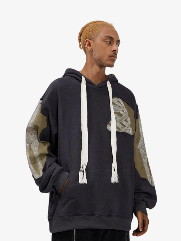 EMBROIDERED SKELETON HEART HOODIE