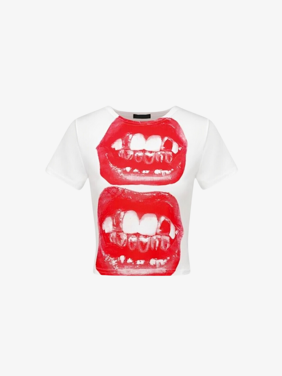 WOMEN'S LIP PRINT T-SHIRT