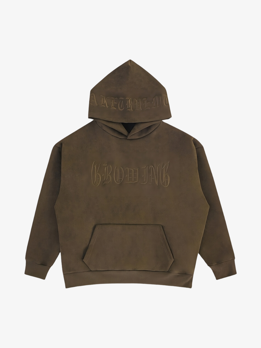 EMBROIDERED SUEDE HOODIE